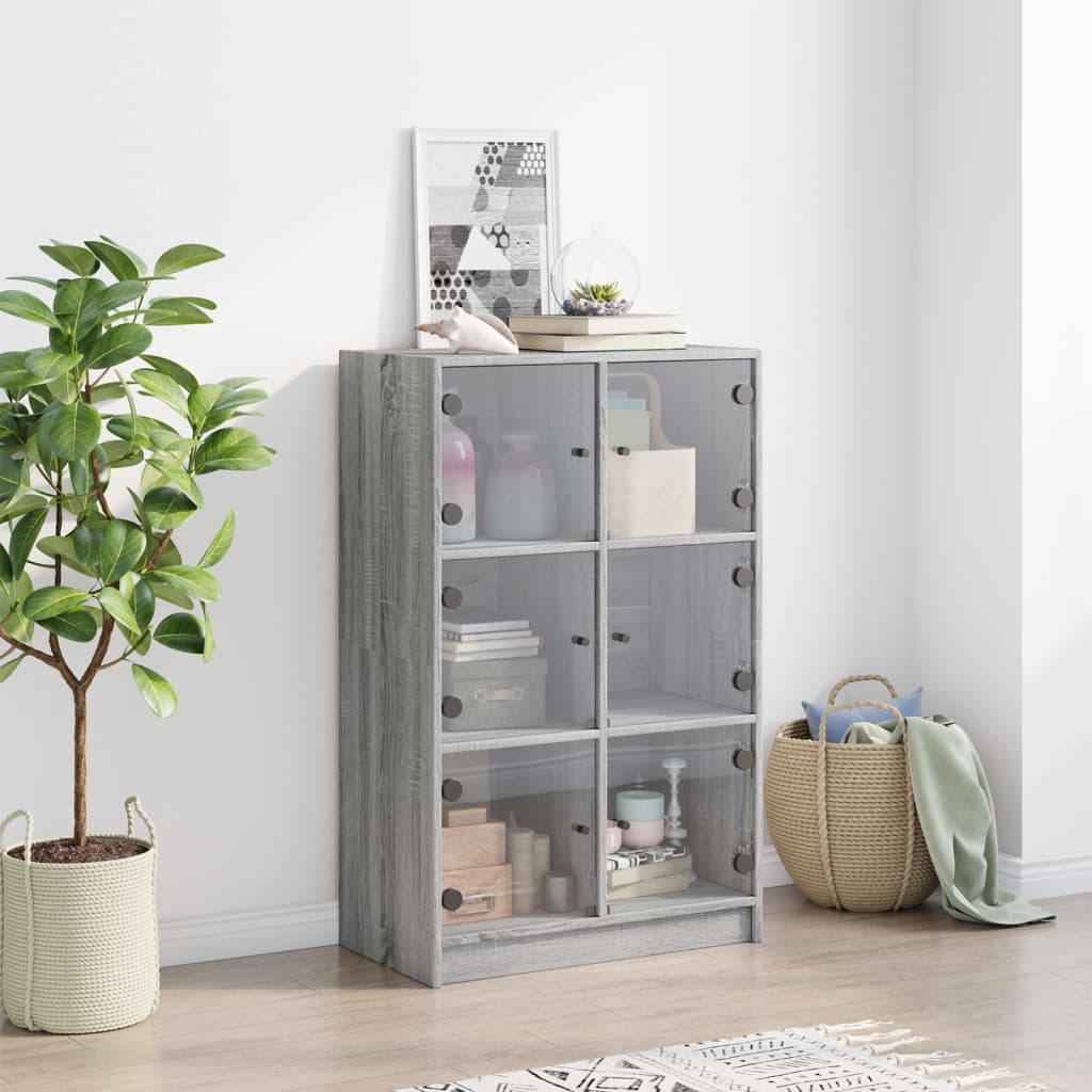 Buffet haut avec portes gris sonoma 68x37x109cm bois ingénierie - XIOS