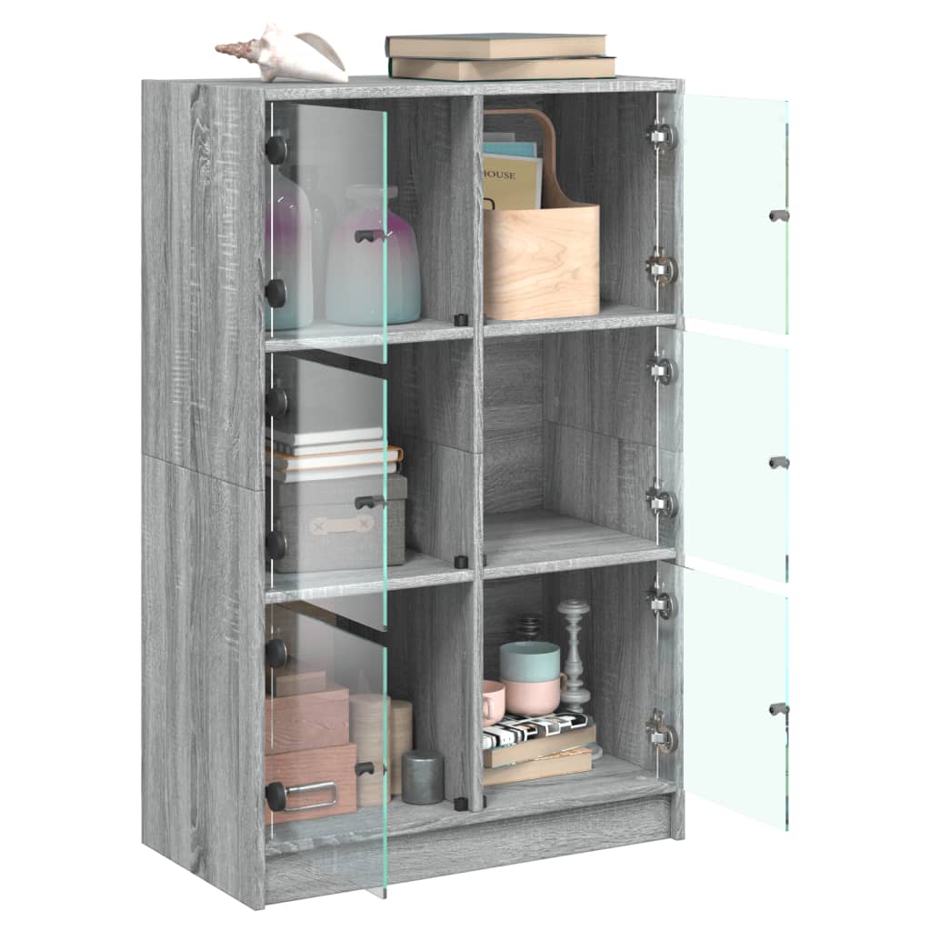 Buffet haut avec portes gris sonoma 68x37x109cm bois ingénierie - XIOS