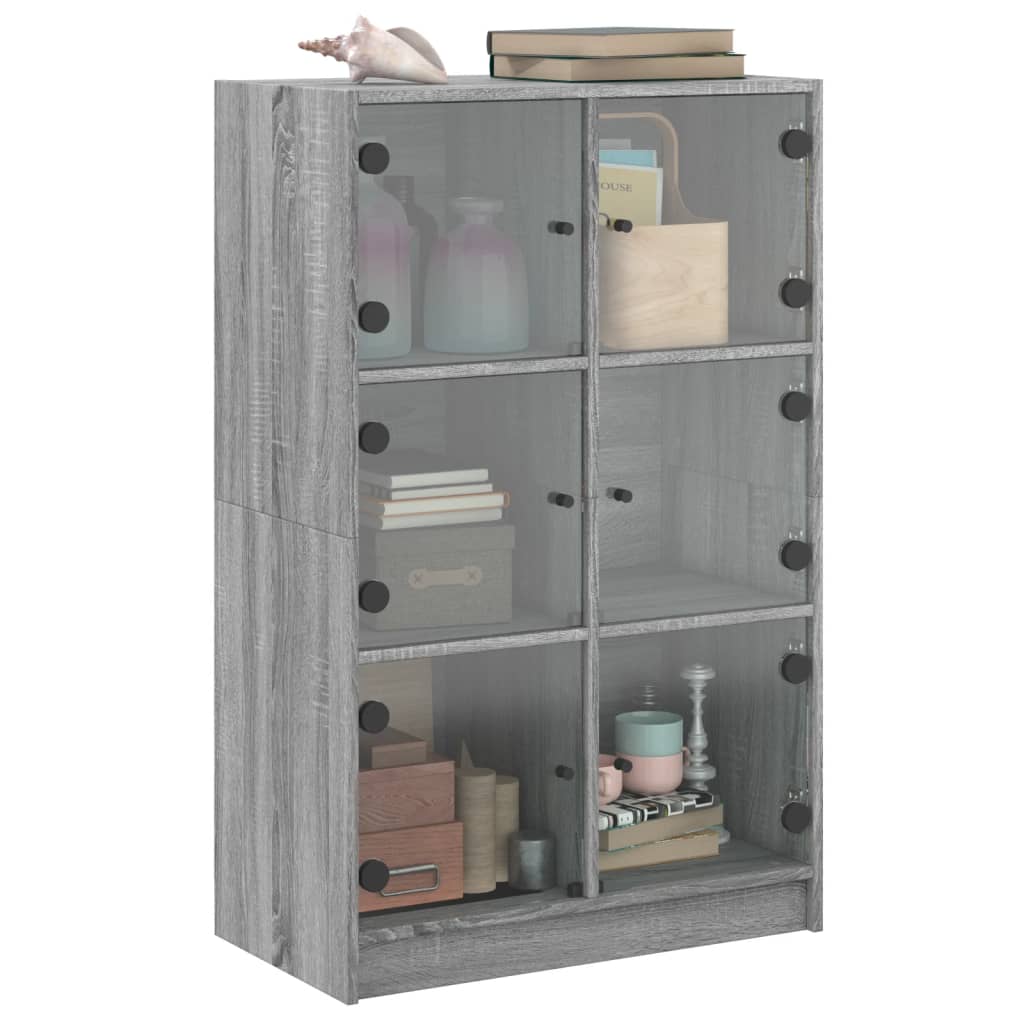 Buffet haut avec portes gris sonoma 68x37x109cm bois ingénierie - XIOS