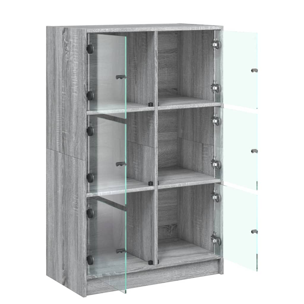 Buffet haut avec portes gris sonoma 68x37x109cm bois ingénierie - XIOS