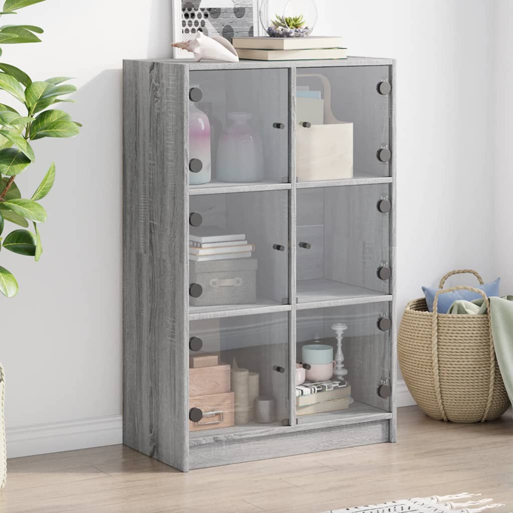 Buffet haut avec portes gris sonoma 68x37x109cm bois ingénierie - XIOS