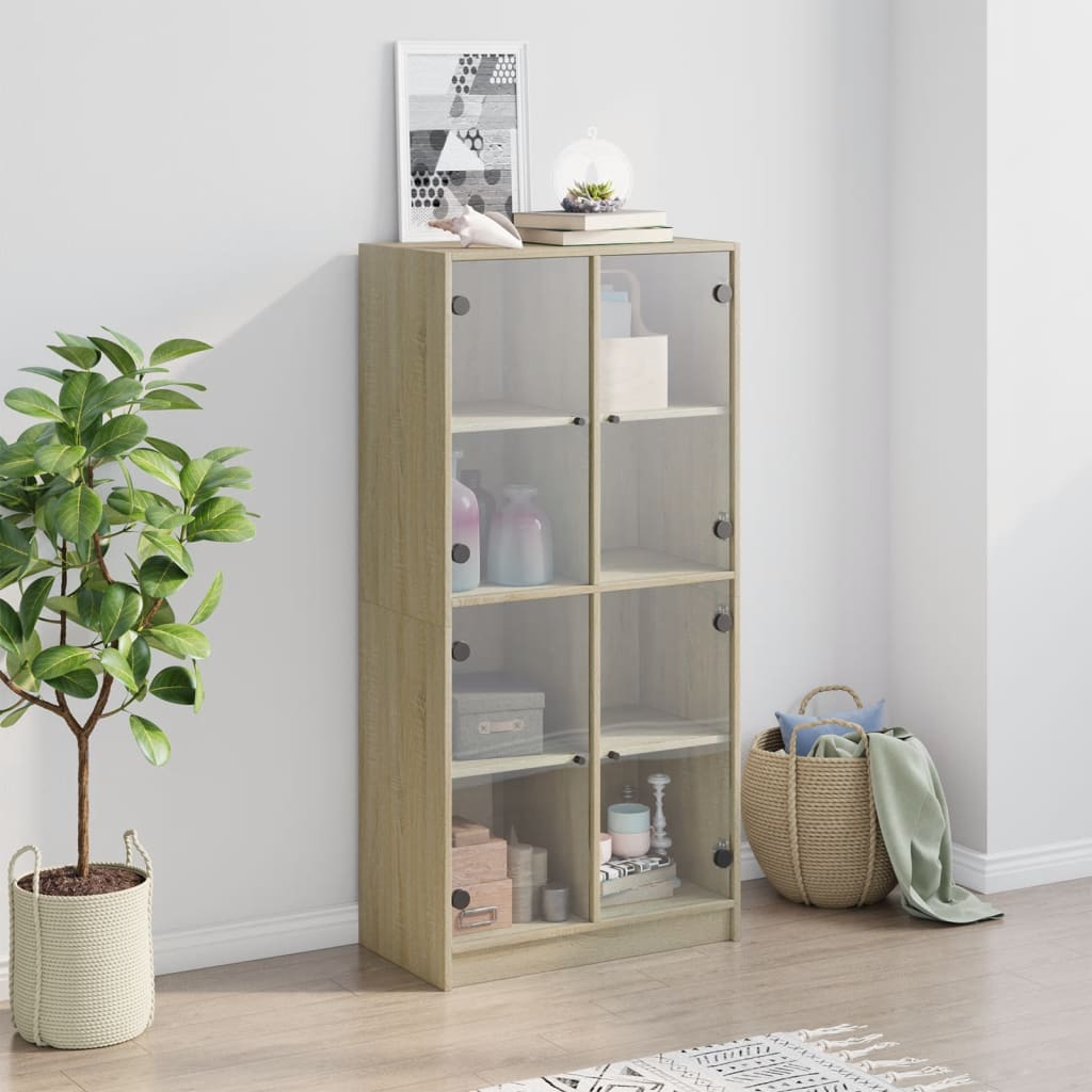 Buffet haut avec portes chêne sonoma bois d'ingénierie
