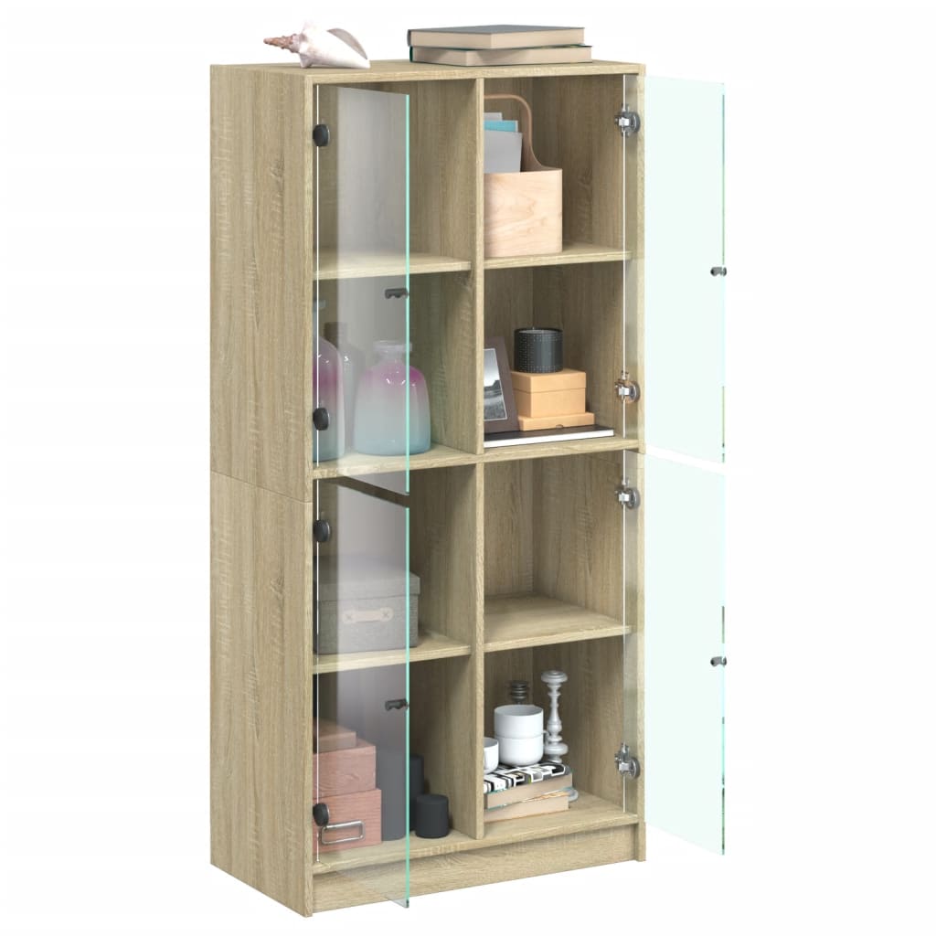 Buffet haut avec portes chêne sonoma bois d'ingénierie