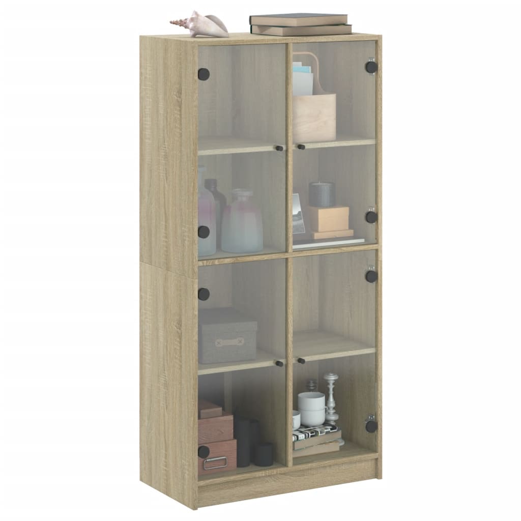 Buffet haut avec portes chêne sonoma bois d'ingénierie