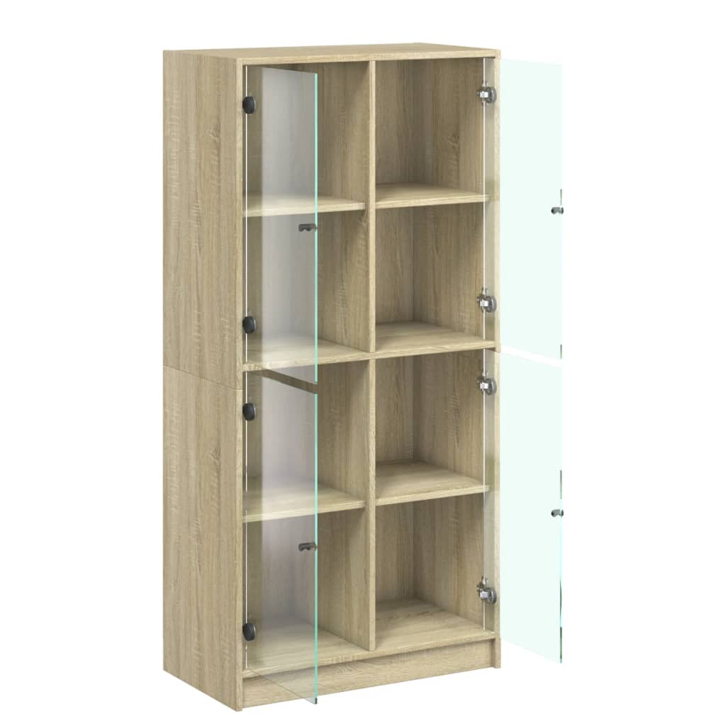 Buffet haut avec portes chêne sonoma bois d'ingénierie