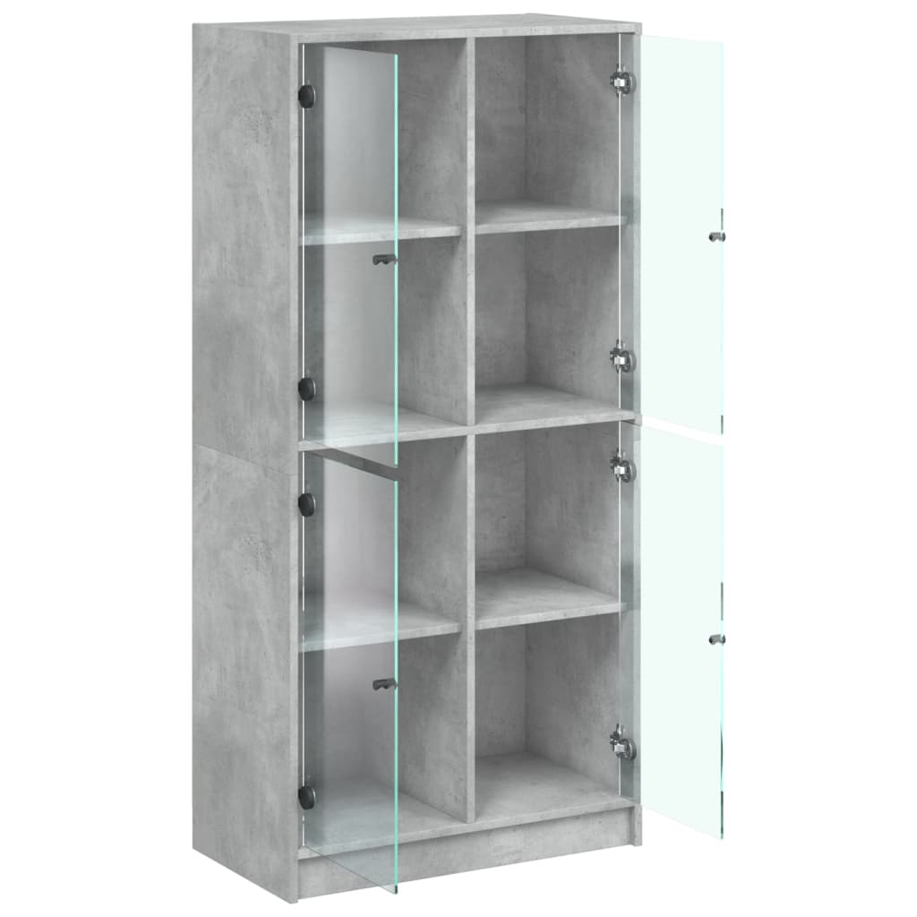 Buffet haut avec portes gris béton 68x37x142 cm bois ingénierie - XIOS
