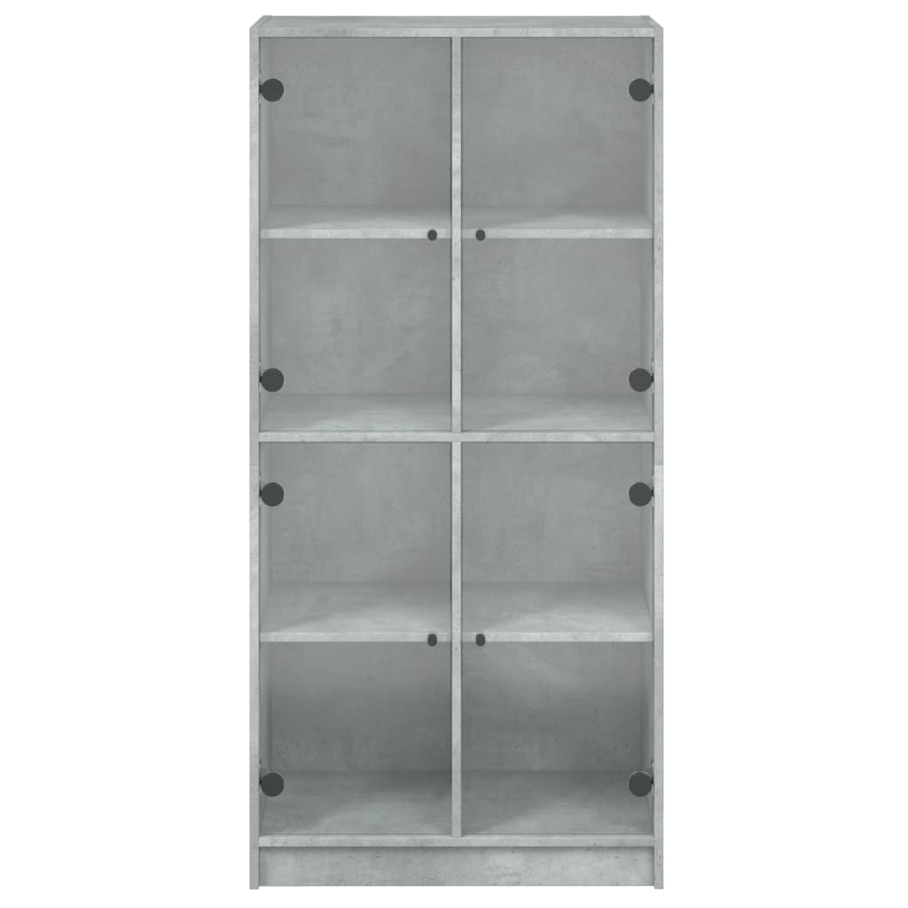 Buffet haut avec portes gris béton 68x37x142 cm bois ingénierie - XIOS