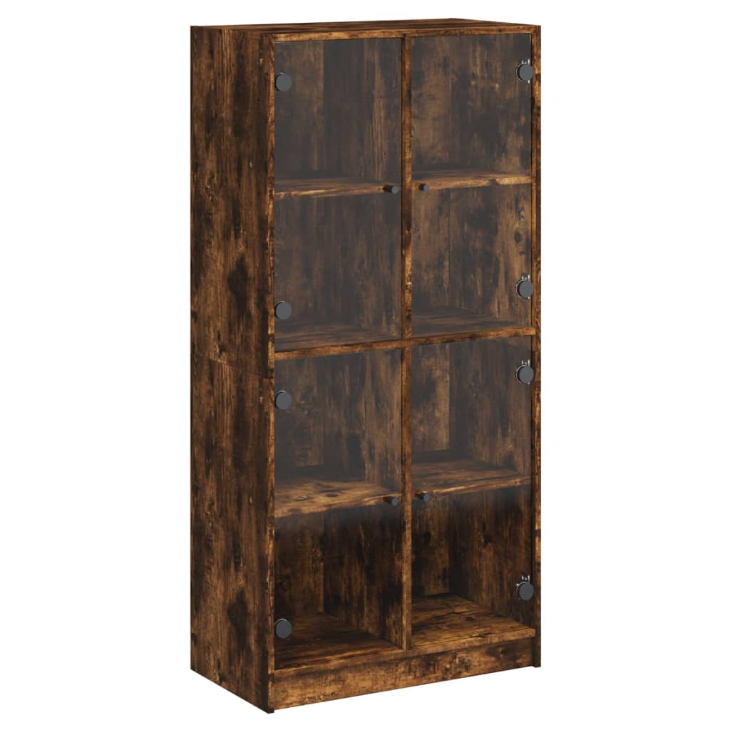 Buffet haut avec portes chêne fumé 68x37x142 cm bois ingénierie - XIOS