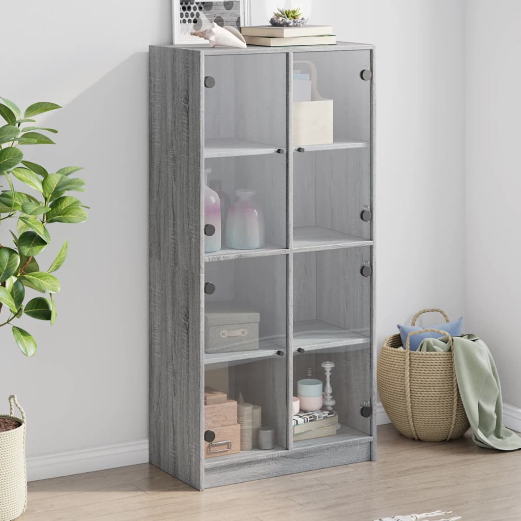 Buffet haut avec portes gris sonoma 68x37x142cm bois ingénierie - XIOS