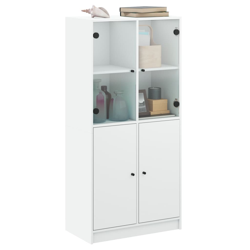 Buffet haut avec portes blanc 68x37x142 cm bois d'ingénierie - XIOS