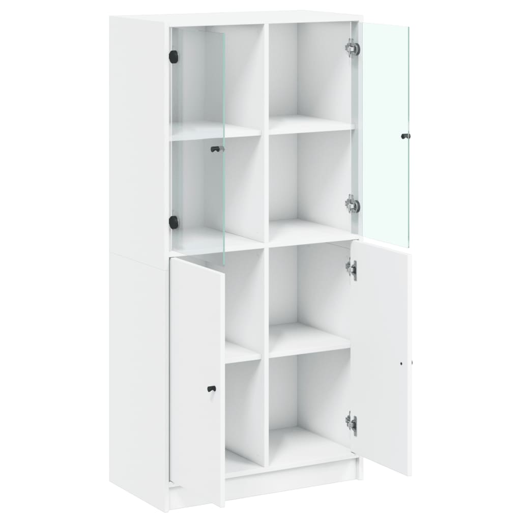 Buffet haut avec portes blanc 68x37x142 cm bois d'ingénierie - XIOS