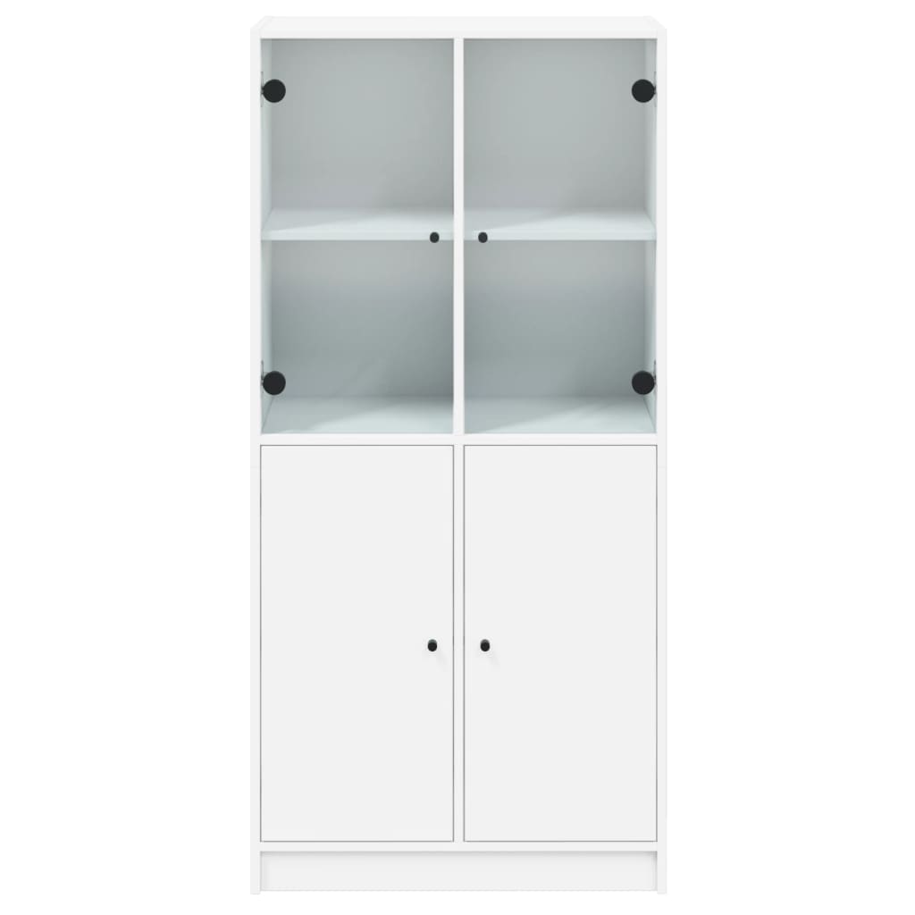 Buffet haut avec portes blanc 68x37x142 cm bois d'ingénierie - XIOS