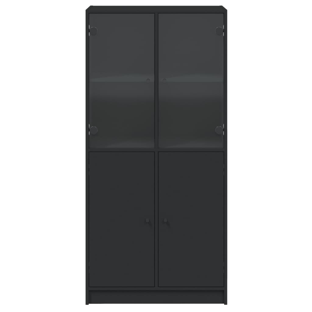 Buffet haut avec portes noir 68x37x142 cm bois d'ingénierie - XIOS
