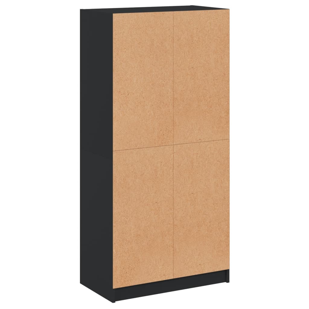 Buffet haut avec portes noir 68x37x142 cm bois d'ingénierie - XIOS
