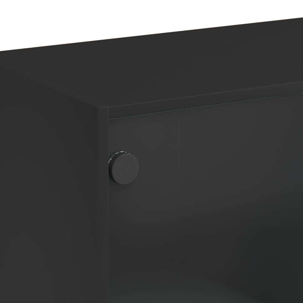 Buffet haut avec portes noir 68x37x142 cm bois d'ingénierie - XIOS