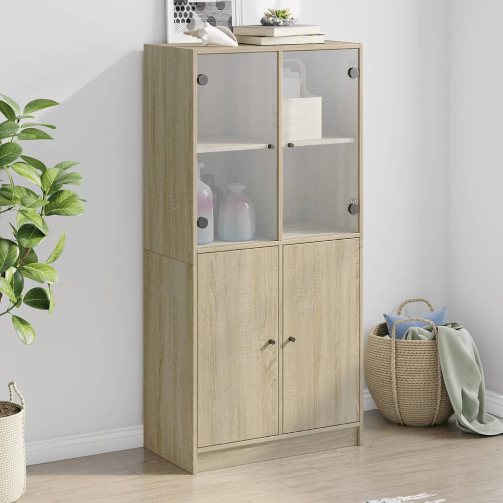 Buffet haut avec portes chêne sonoma bois d'ingénierie - XIOS
