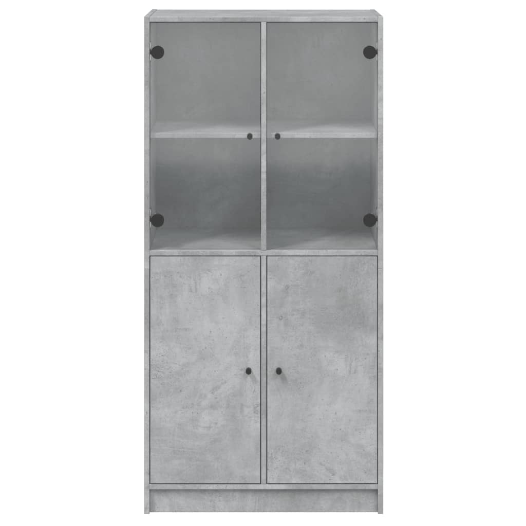 Buffet haut avec portes gris béton 68x37x142 cm bois ingénierie - XIOS
