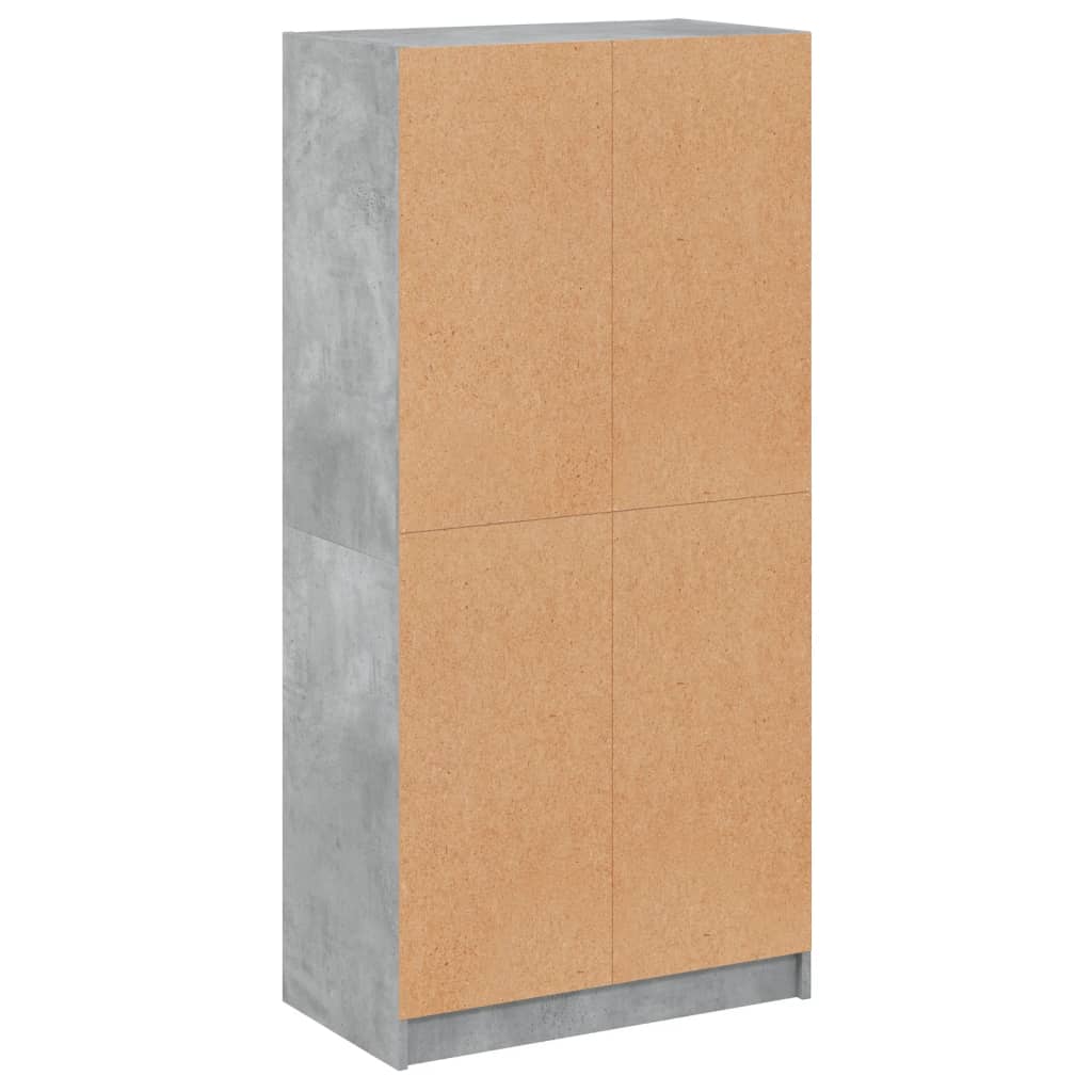 Buffet haut avec portes gris béton 68x37x142 cm bois ingénierie - XIOS