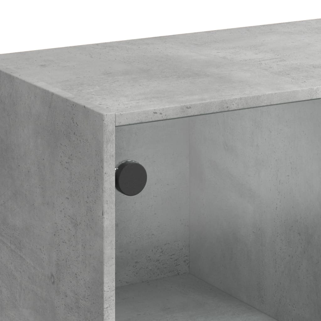 Buffet haut avec portes gris béton 68x37x142 cm bois ingénierie - XIOS