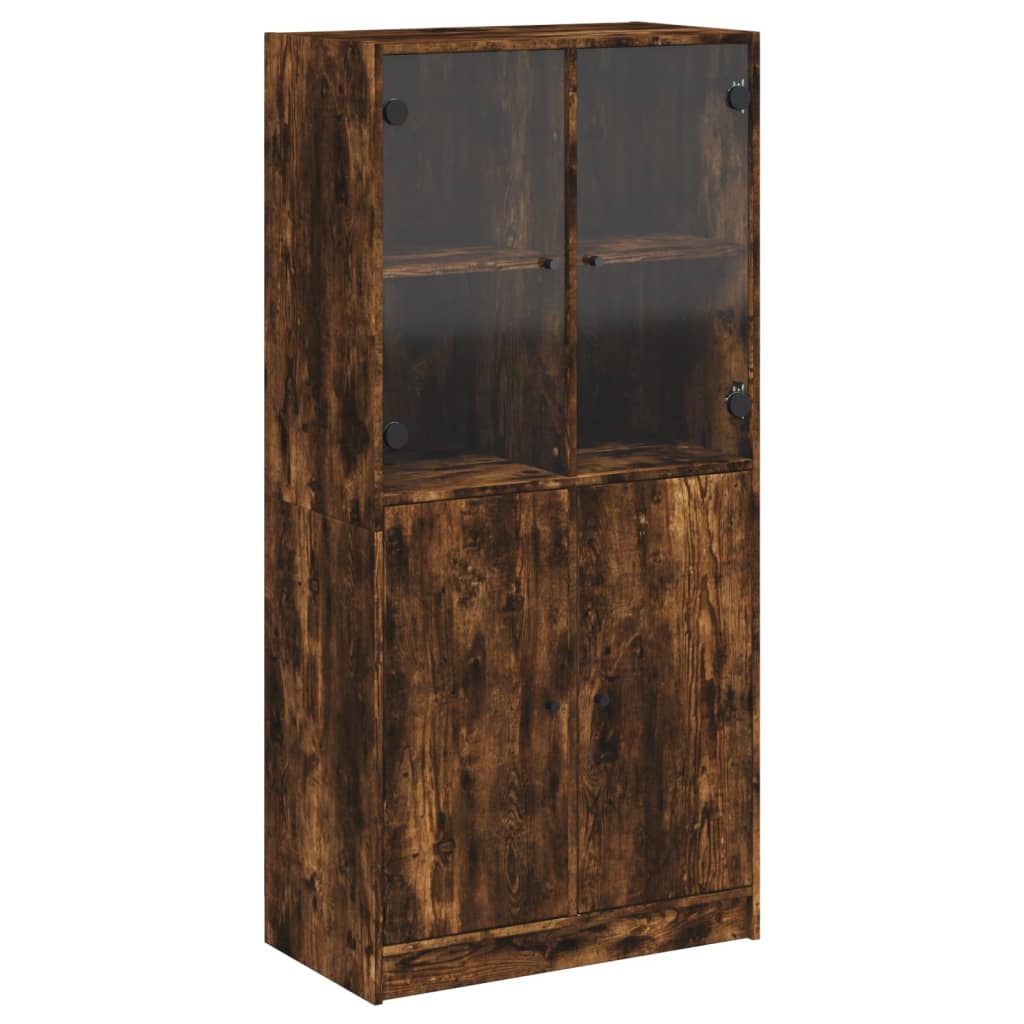 Buffet haut avec portes chêne fumé 68x37x142 cm bois ingénierie - XIOS