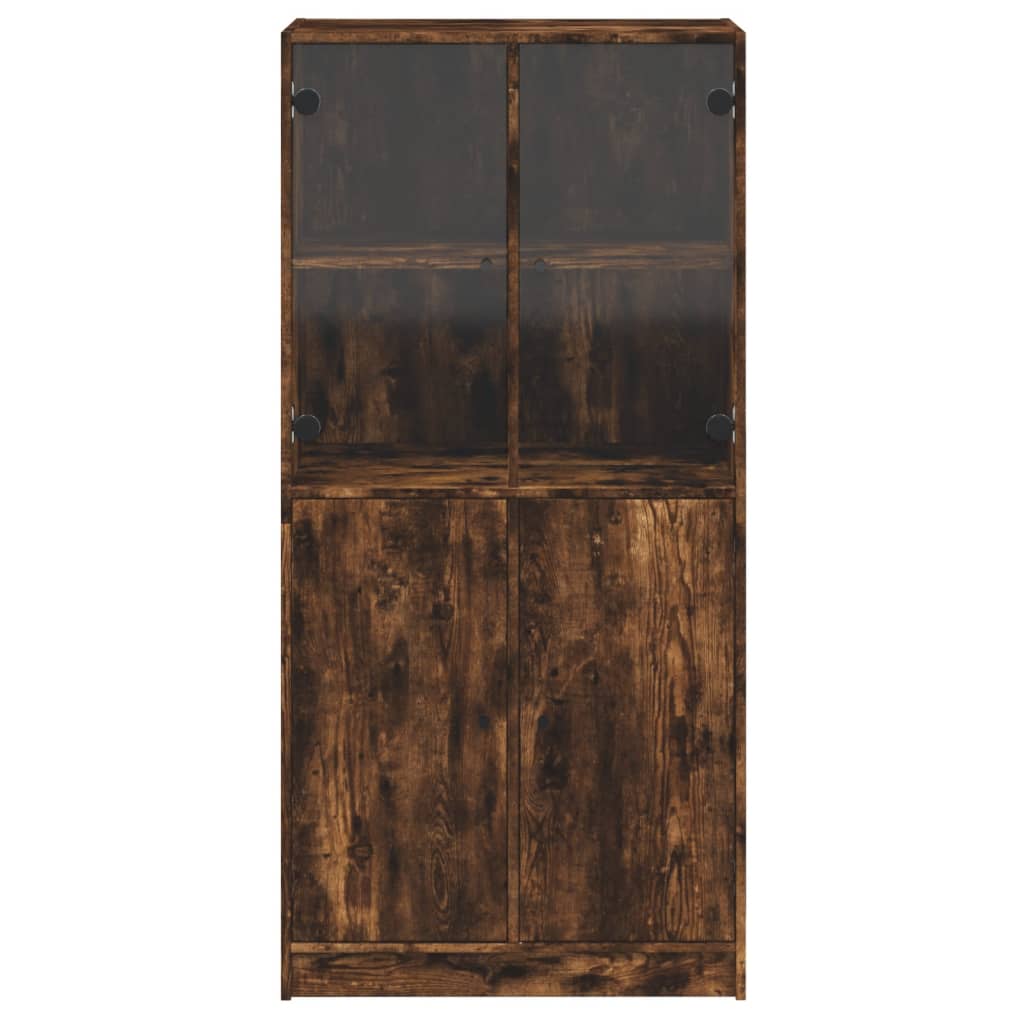 Buffet haut avec portes chêne fumé 68x37x142 cm bois ingénierie - XIOS