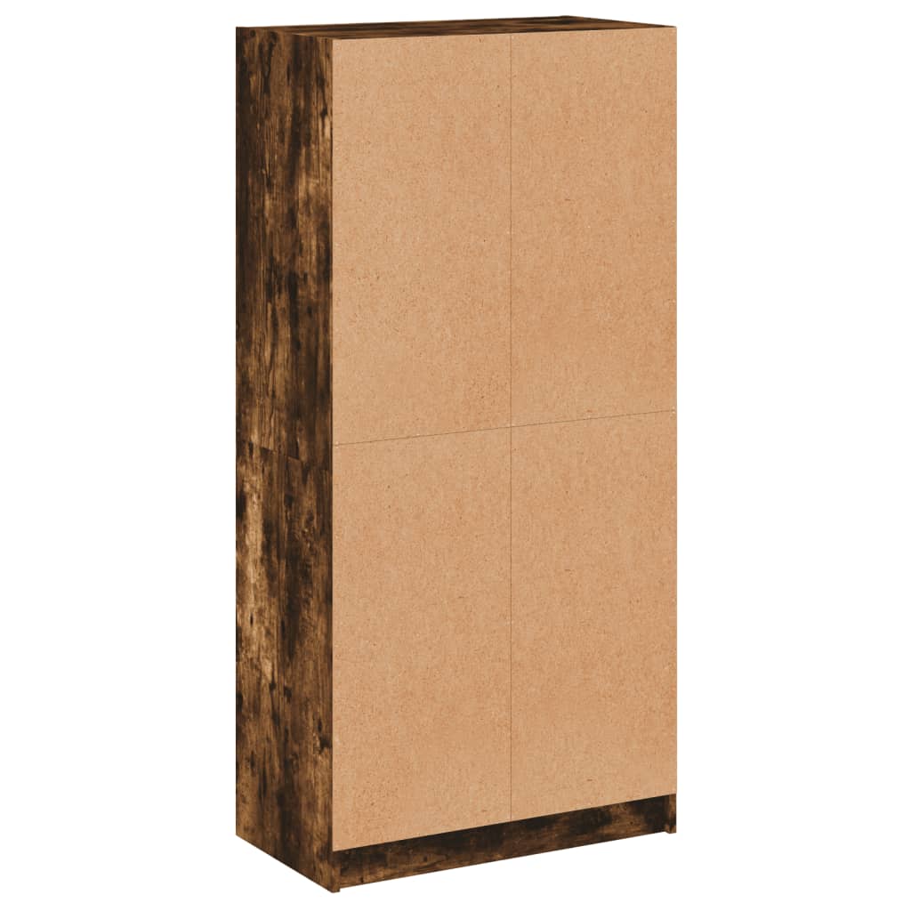 Buffet haut avec portes chêne fumé 68x37x142 cm bois ingénierie - XIOS