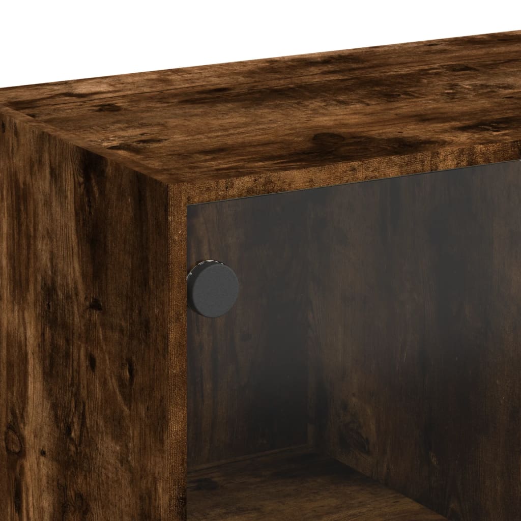 Buffet haut avec portes chêne fumé 68x37x142 cm bois ingénierie - XIOS