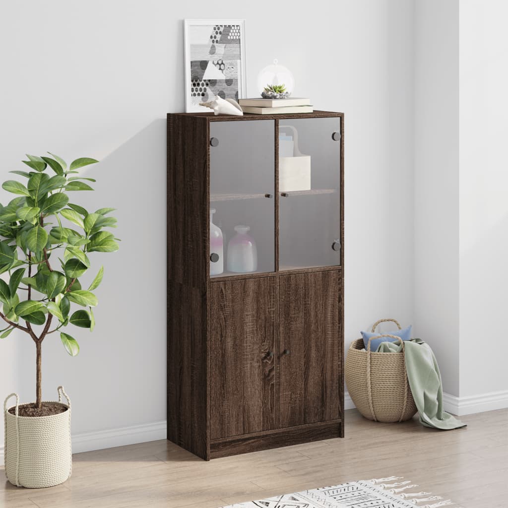 Buffet haut avec portes chêne marron bois d'ingénierie - XIOS