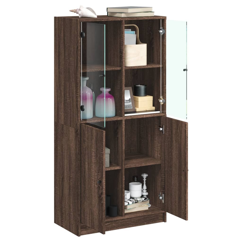 Buffet haut avec portes chêne marron bois d'ingénierie - XIOS
