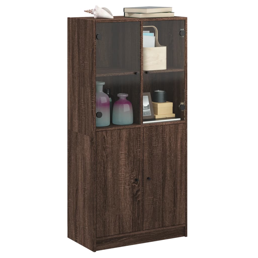 Buffet haut avec portes chêne marron bois d'ingénierie - XIOS