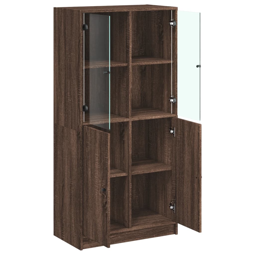 Buffet haut avec portes chêne marron bois d'ingénierie - XIOS