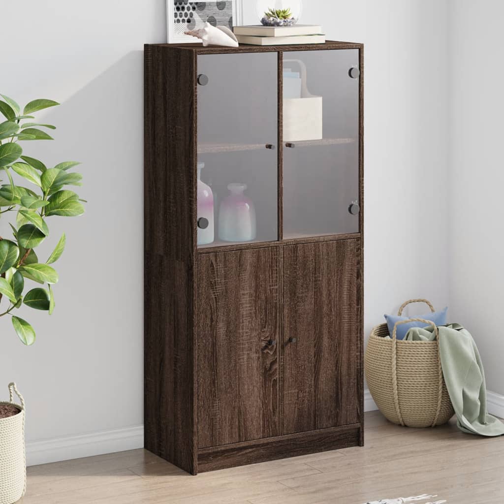 Buffet haut avec portes chêne marron bois d'ingénierie - XIOS