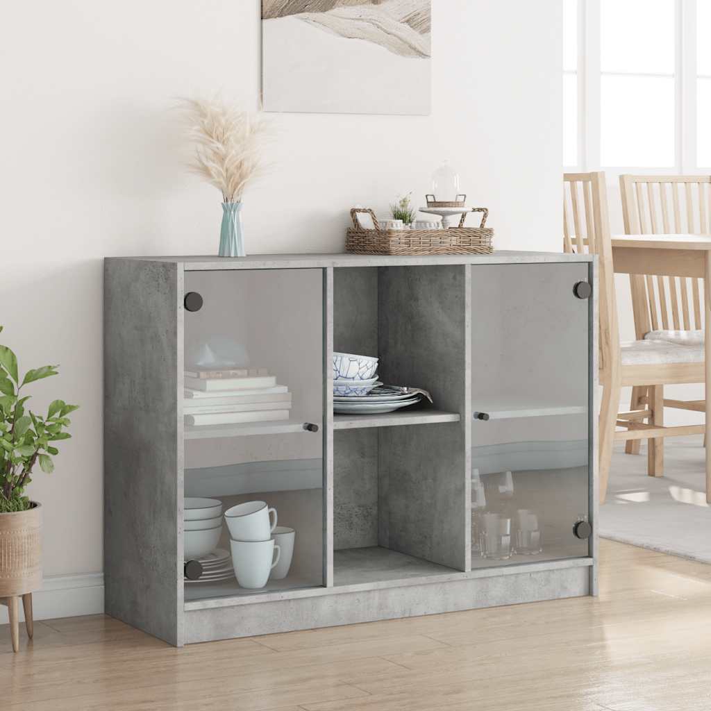 Buffet gris béton 102x37x75,5 cm bois d'ingénierie - XIOS