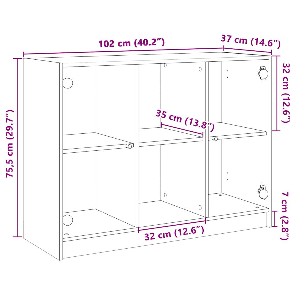 Buffet chêne marron 102x37x75,5 cm bois d'ingénierie - XIOS