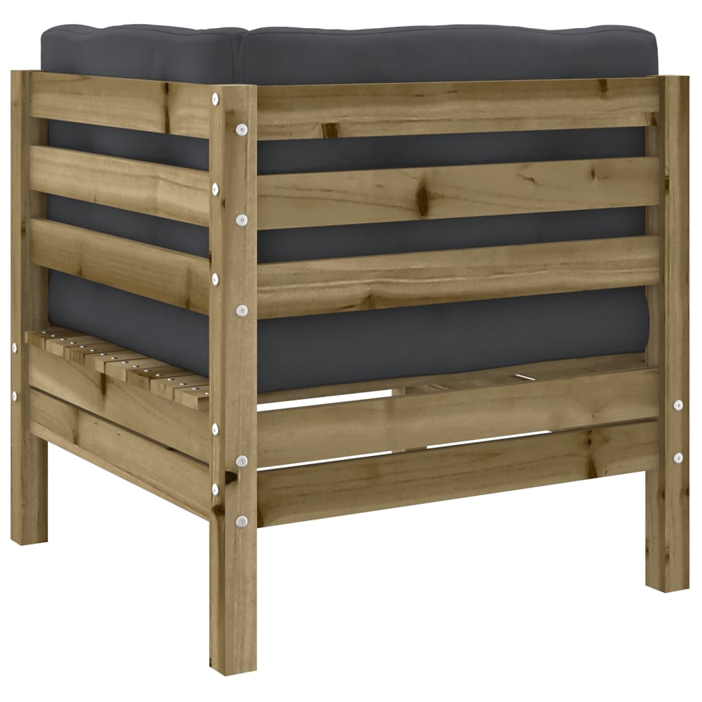 Salon de jardin 3 pcs avec coussins bois de pin imprégné - XIOS