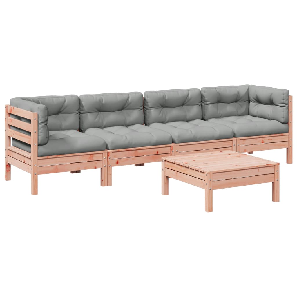 Salon de jardin 5 pcs et coussins bois massif sapin de douglas - XIOS