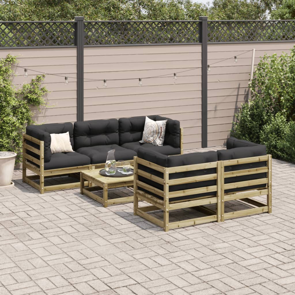 Salon de jardin 6 pcs bois de pin imprégné - XIOS