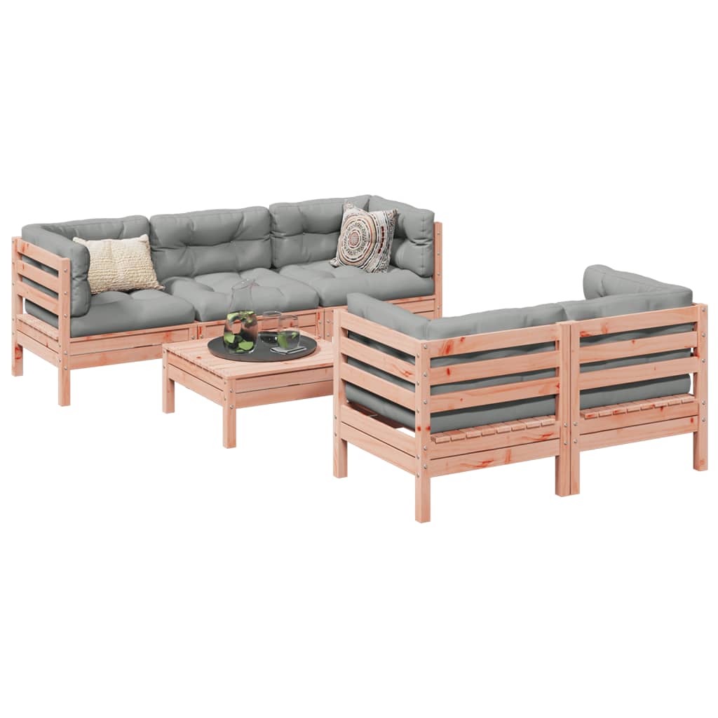 Salon de jardin 6 pcs et coussins bois massif sapin de douglas - XIOS