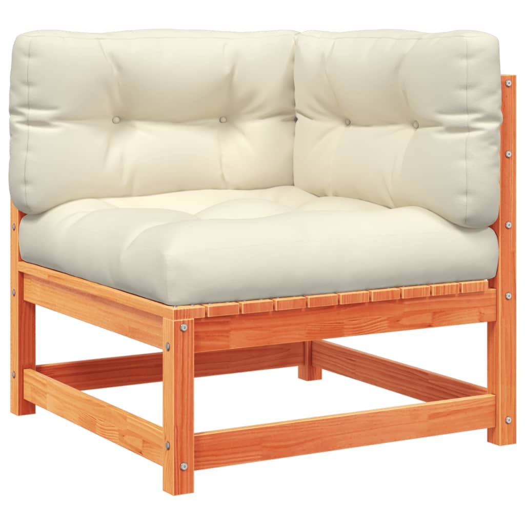 Salon de jardin 7 pcs avec coussins cire marron bois pin massif - XIOS