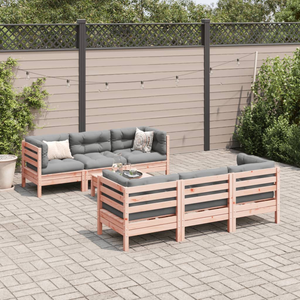 Salon de jardin 7 pcs et coussins bois massif sapin de douglas - XIOS