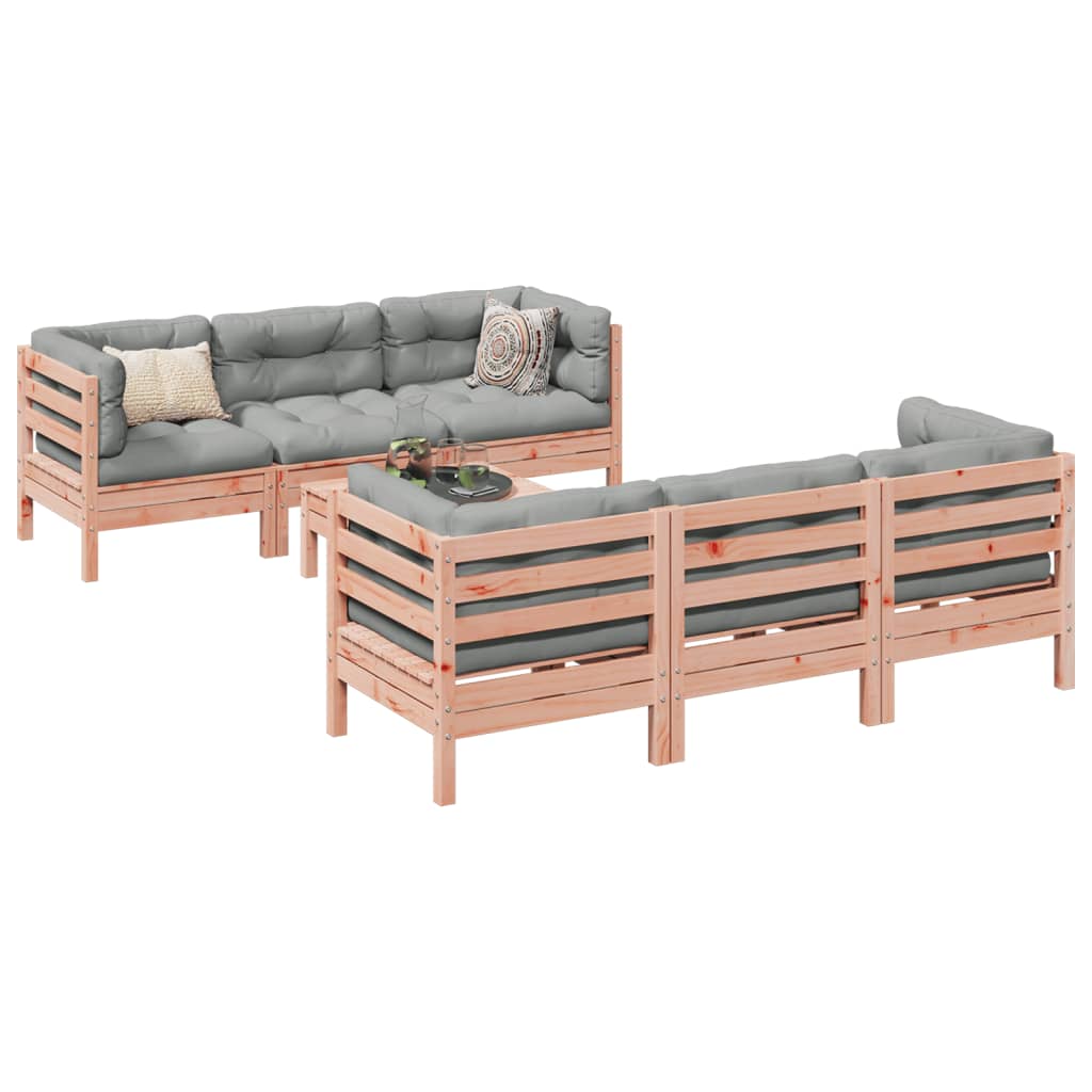 Salon de jardin 7 pcs et coussins bois massif sapin de douglas - XIOS