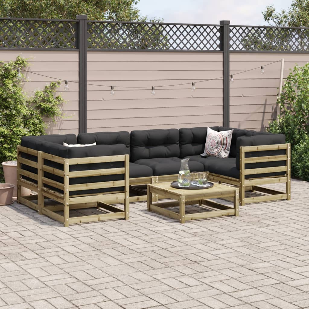 Salon de jardin 7 pcs bois de pin imprégné - XIOS