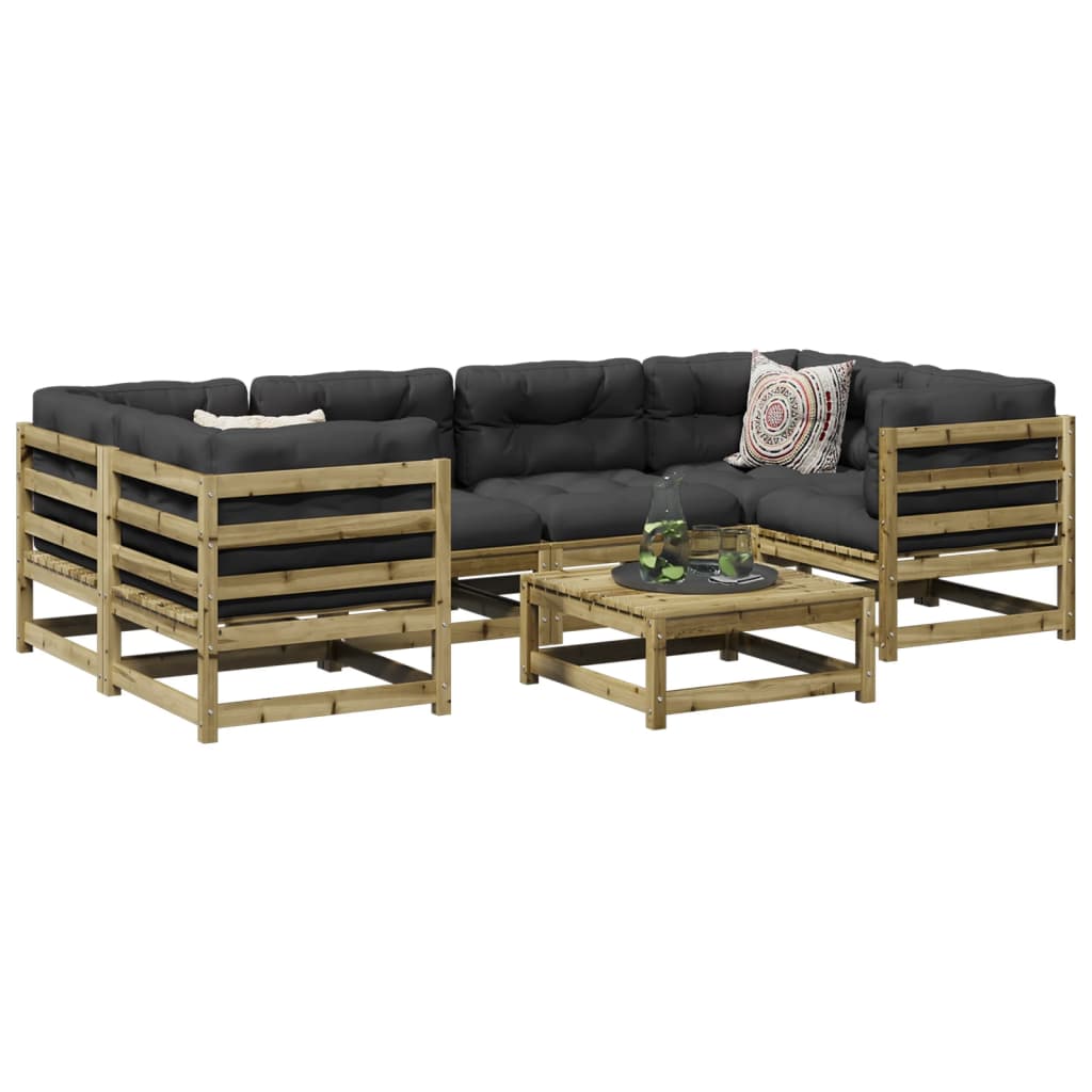 Salon de jardin 7 pcs bois de pin imprégné - XIOS
