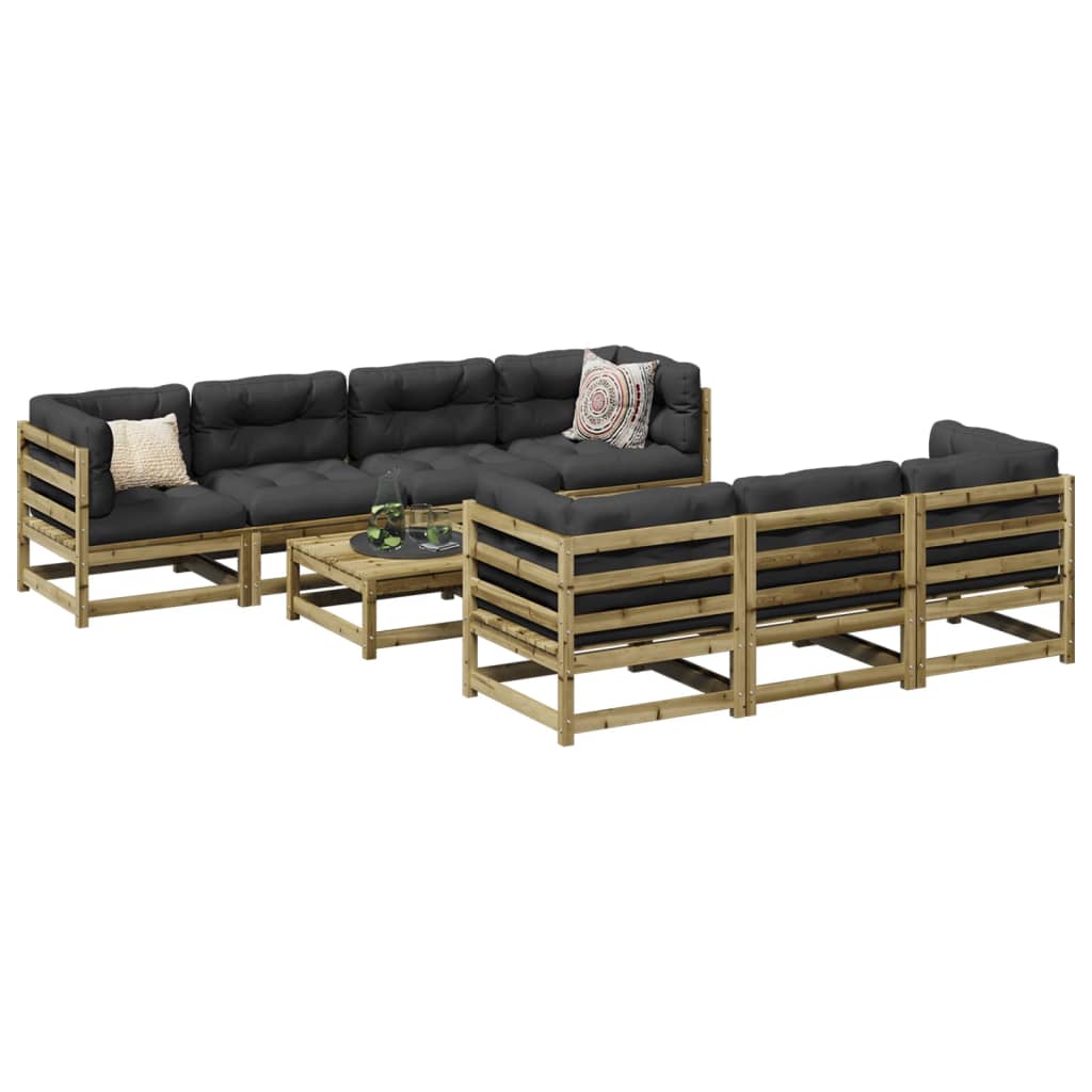 Salon de jardin 8 pcs bois de pin imprégné - XIOS