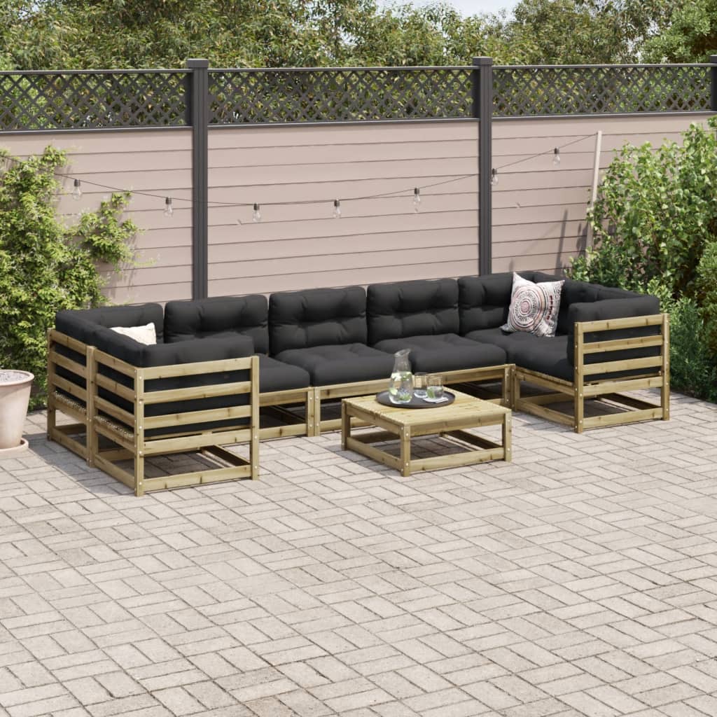 Salon de jardin 8 pcs bois de pin imprégné - XIOS