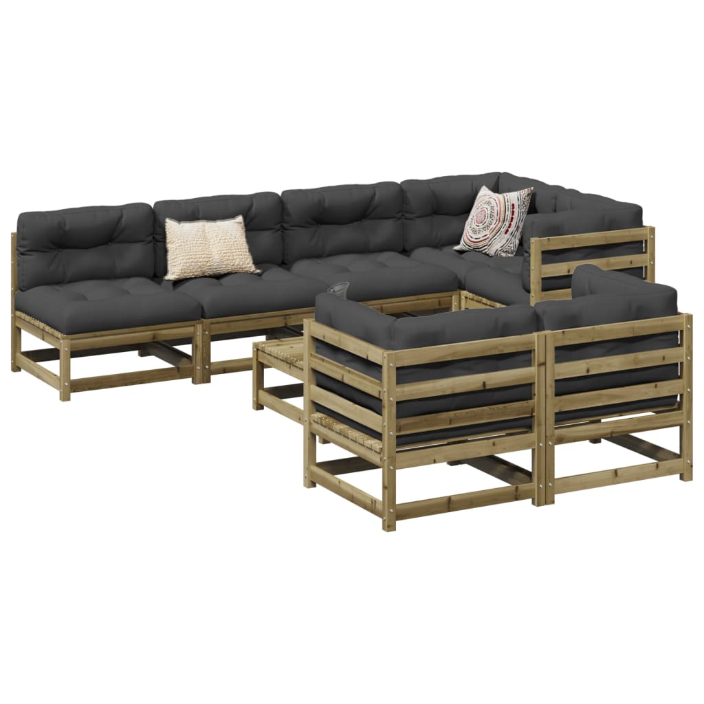 Salon de jardin 8 pcs bois de pin imprégné - XIOS