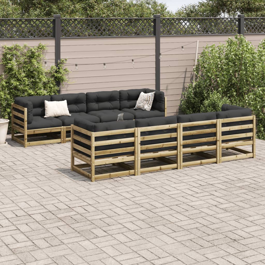 Salon de jardin 9 pcs bois de pin imprégné - XIOS