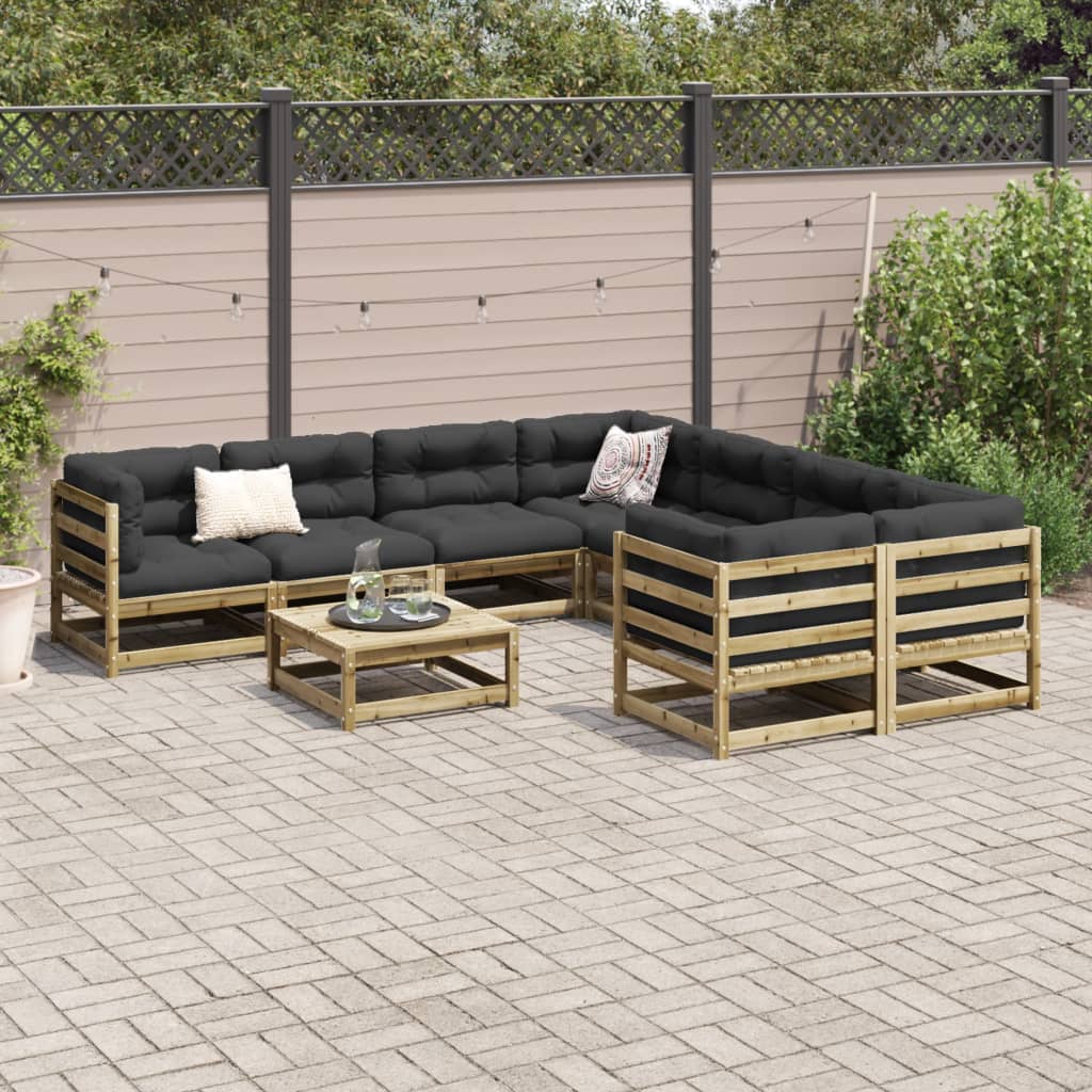 Salon de jardin 9 pcs bois de pin imprégné - XIOS