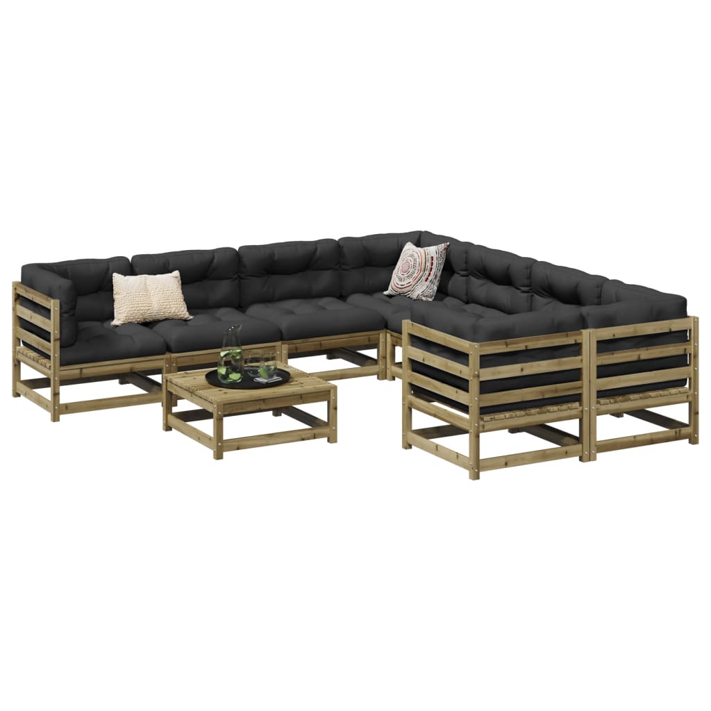Salon de jardin 9 pcs bois de pin imprégné - XIOS