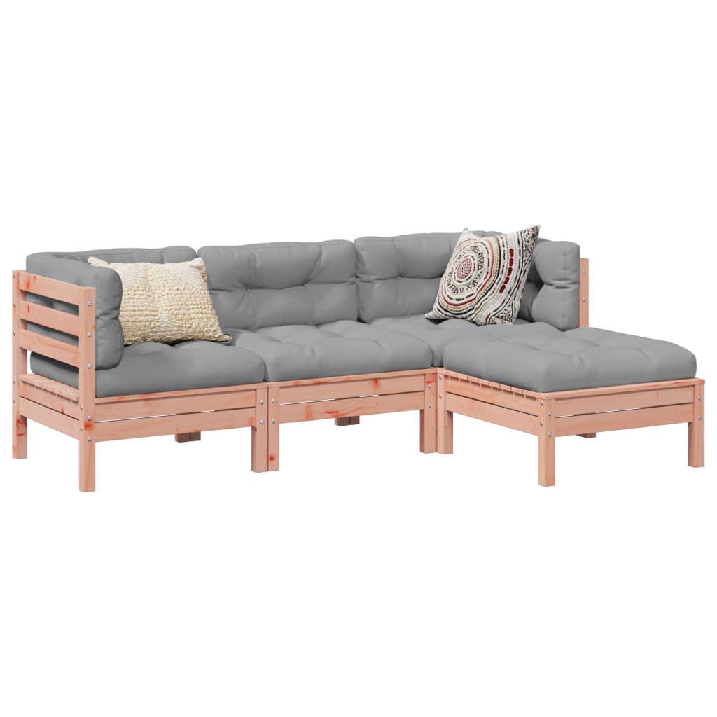 Salon de jardin 4 pcs et coussins bois massif sapin de douglas - XIOS